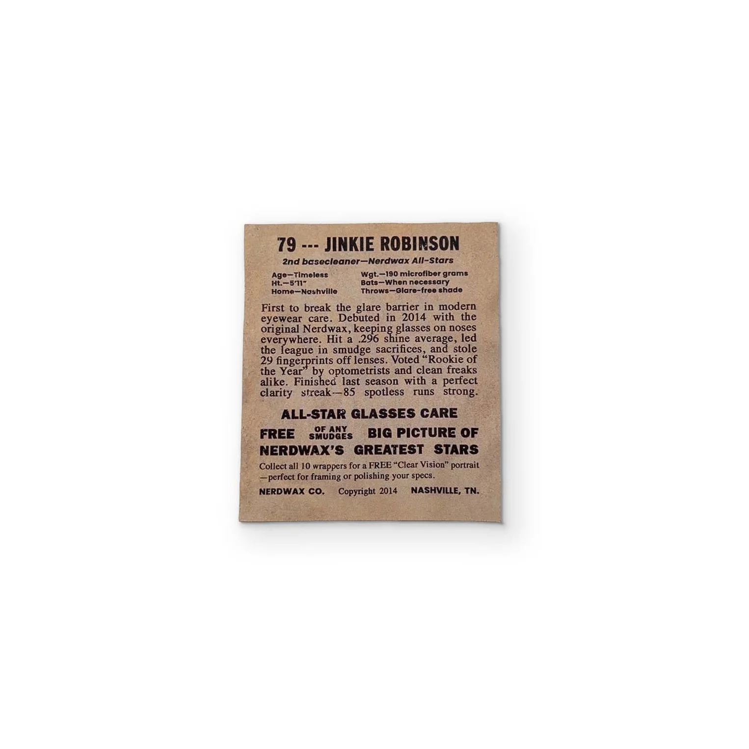 A JINKIE ROBINSON BASEBALL CARD YOU CAN CLEAN YOUR GLASSES WITH - Image 2
